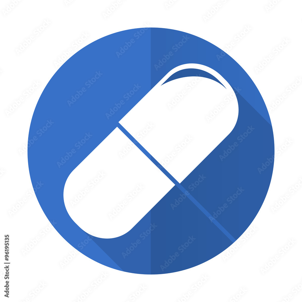 drugs blue flat desgn icon with shadow on white background