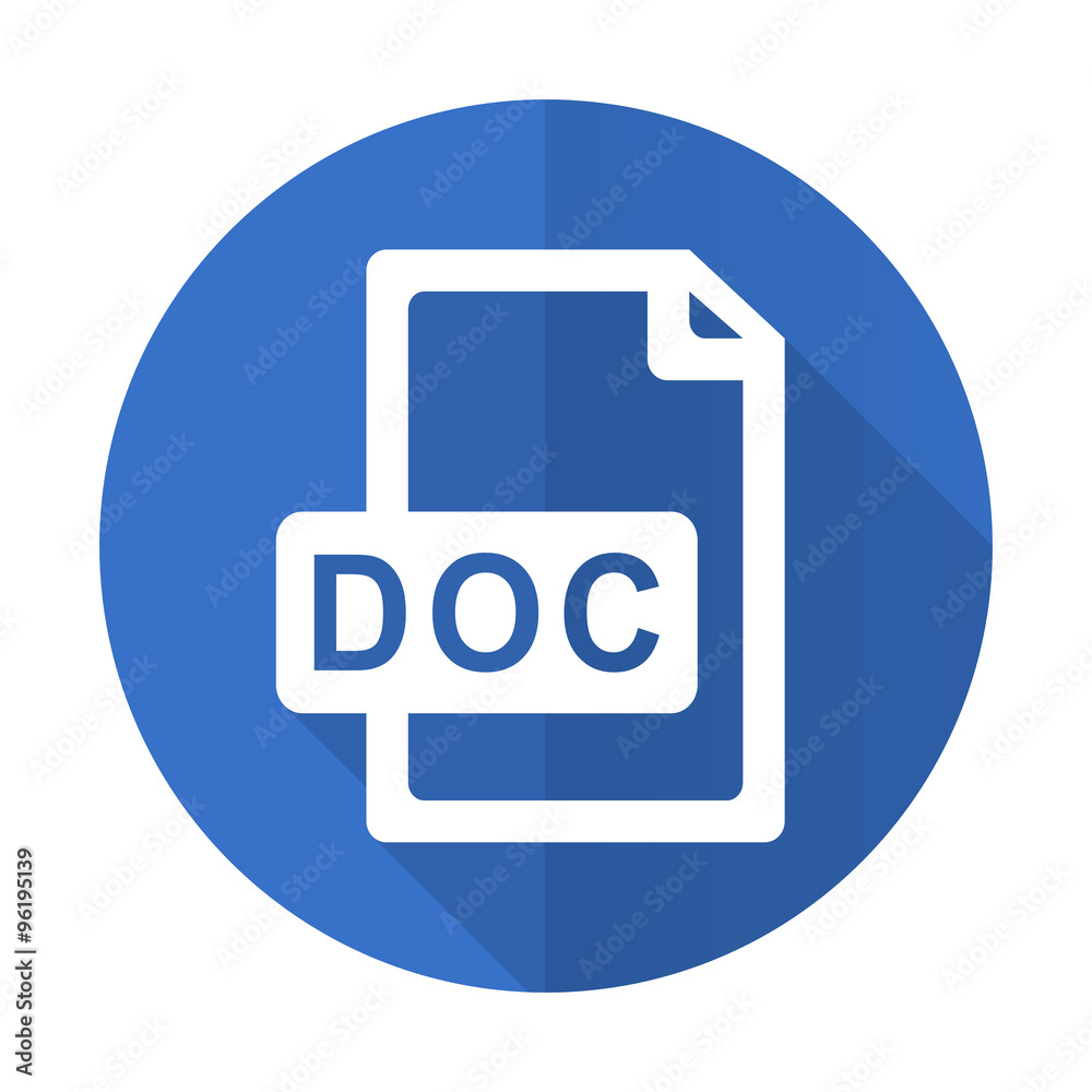 doc file blue flat desgn icon with shadow on white background doc file blue flat desgn icon with shadow on white background