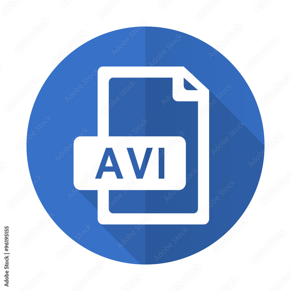 avi file blue flat desgn icon with shadow on white background avi file blue flat desgn icon with shadow on white background