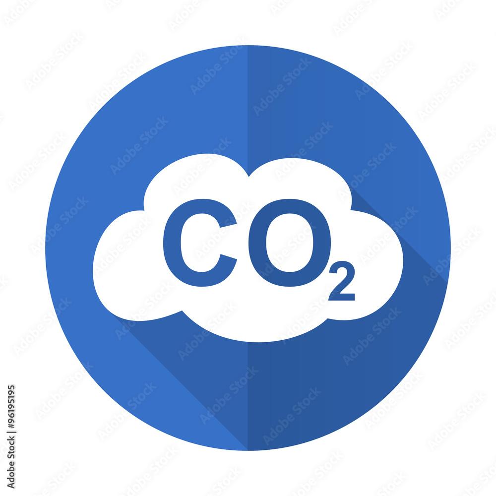 carbon dioxide blue flat desgn icon with shadow on white background carbon dioxide blue flat desgn icon with shadow on white background