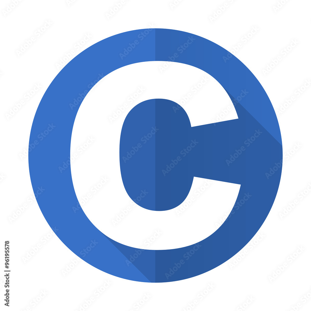 copyright blue flat desgn icon with shadow on white background copyright blue flat desgn icon with shadow on white background