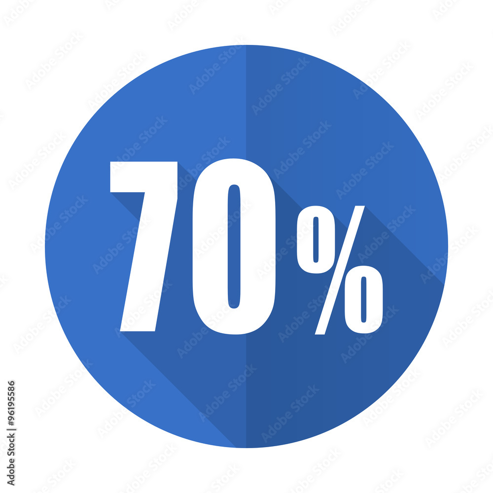 70 percent blue flat desgn icon with shadow on white background 70 percent blue flat desgn icon with shadow on white background