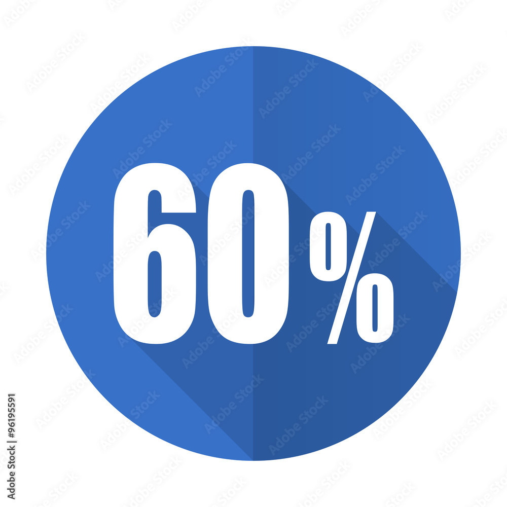 60 percent blue flat desgn icon with shadow on white background 60 percent blue flat desgn icon with shadow on white background