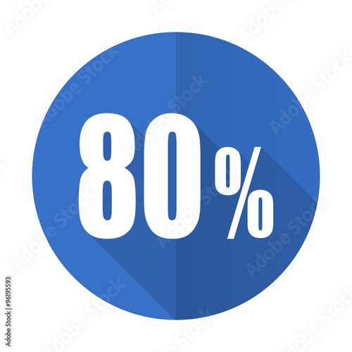80 percent blue flat desgn icon with shadow on white background