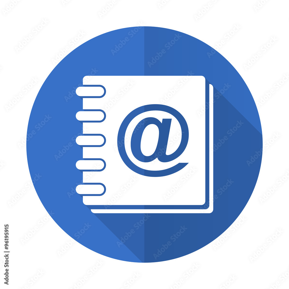 address book blue flat desgn icon with shadow on white background address book blue flat desgn icon with shadow on white background