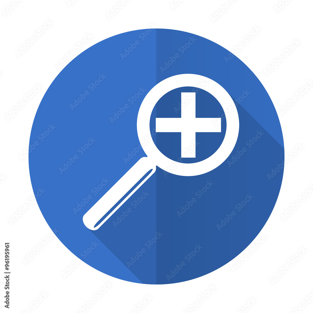 lens blue flat desgn icon with shadow on white background