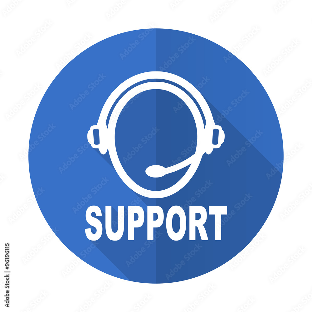 support blue flat desgn icon with shadow on white background support blue flat desgn icon with shadow on white background