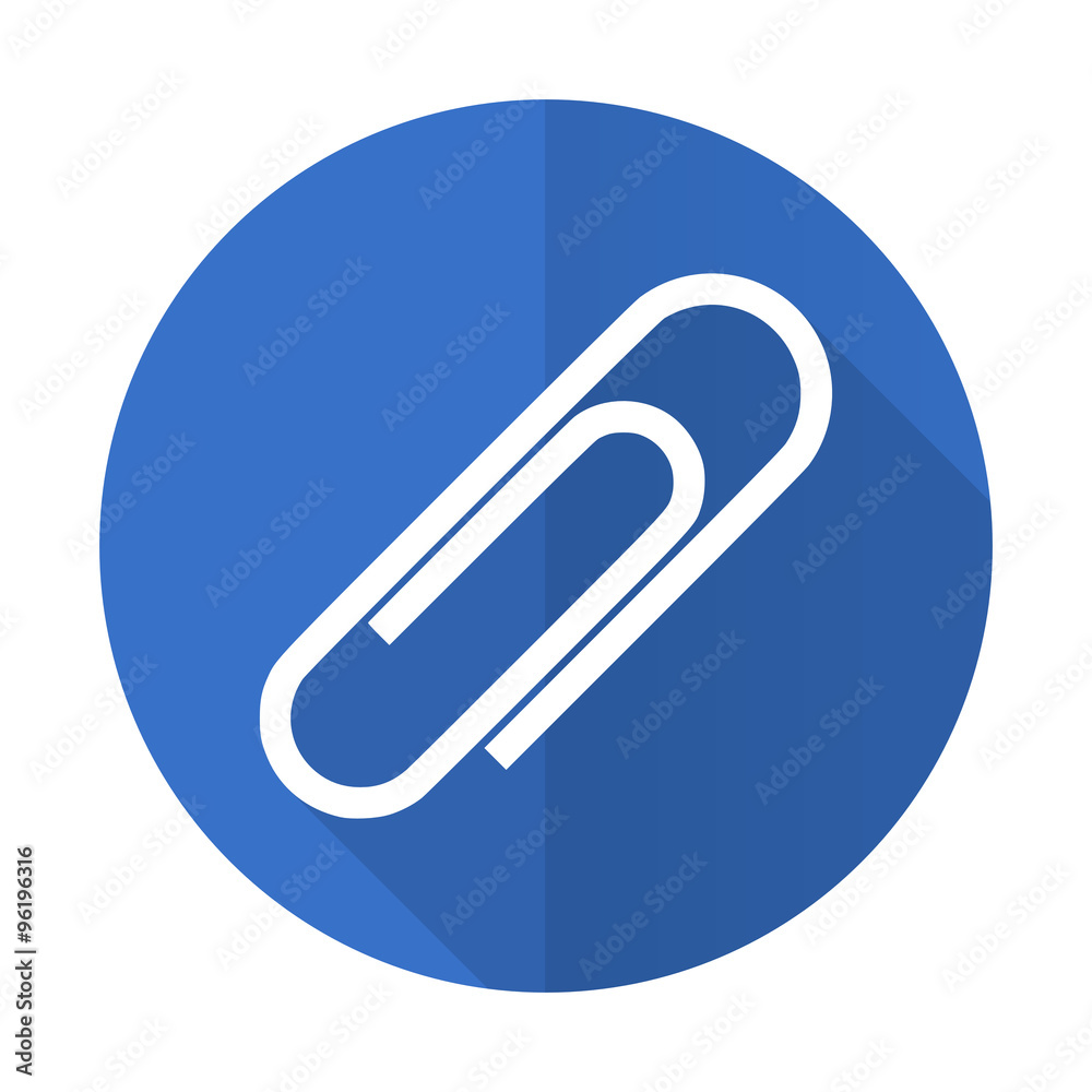 paperclip blue flat desgn icon with shadow on white background paperclip blue flat desgn icon with shadow on white background