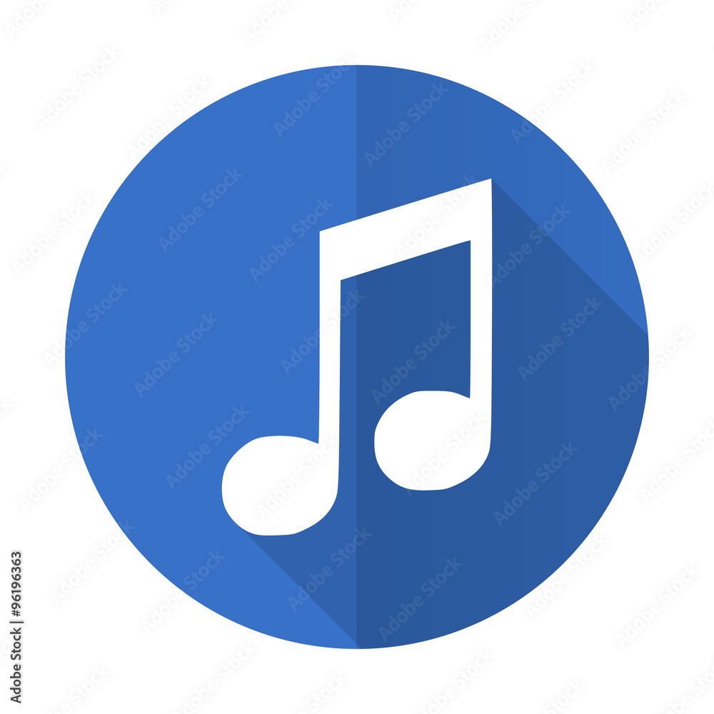 music blue flat desgn icon with shadow on white background music blue flat desgn icon with shadow on white background