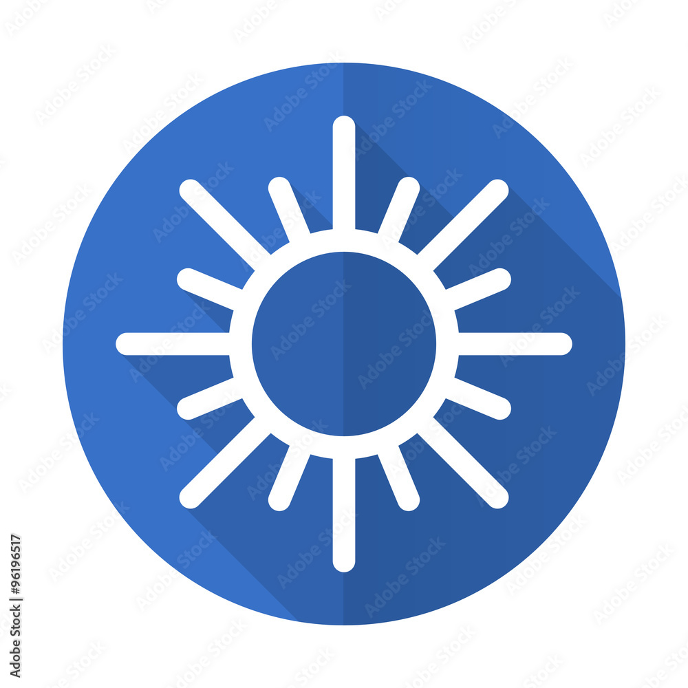 sun blue flat desgn icon with shadow on white background