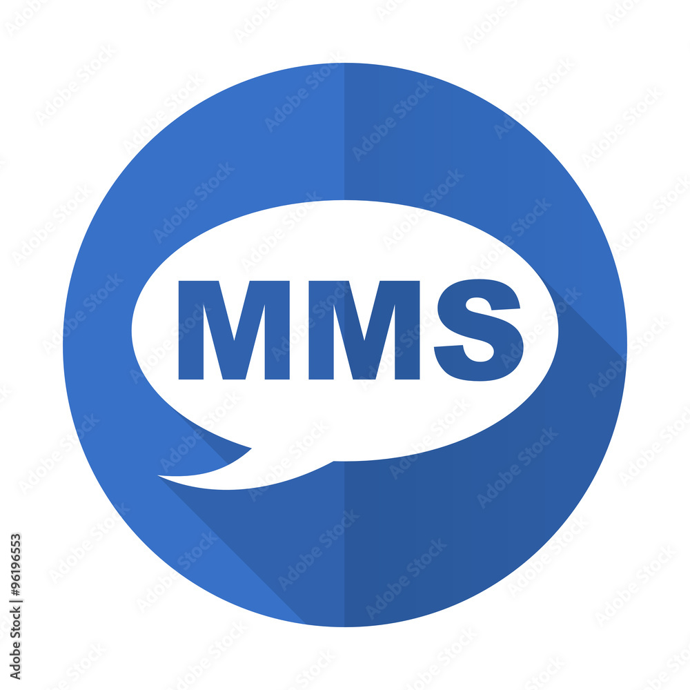 mms blue flat desgn icon with shadow on white background mms blue flat desgn icon with shadow on white background