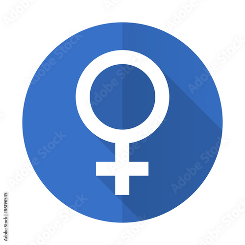 female blue flat desgn icon with shadow on white background