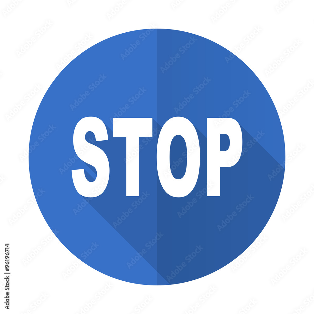 stop blue flat desgn icon with shadow on white background stop blue flat desgn icon with shadow on white background