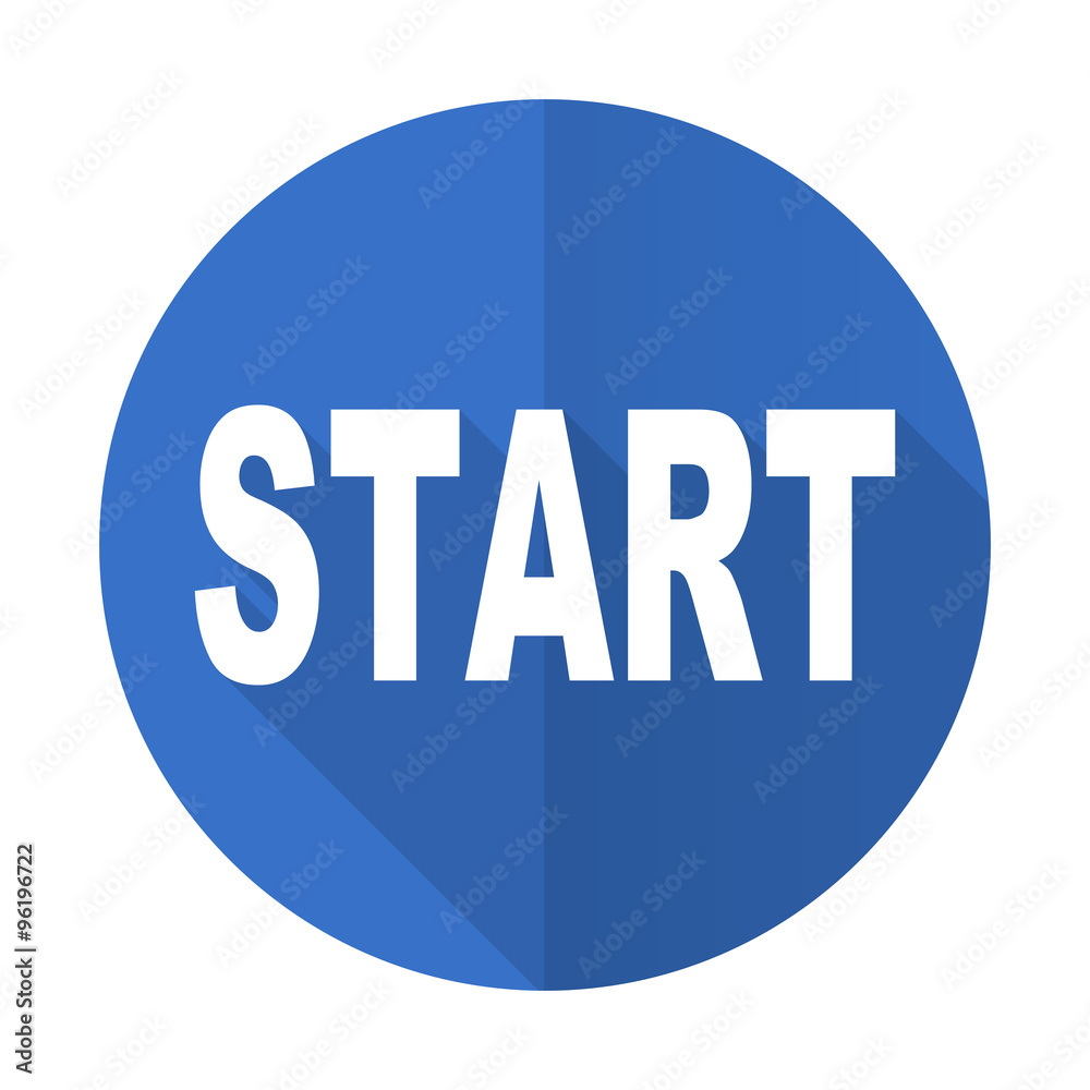 start blue flat desgn icon with shadow on white background start blue flat desgn icon with shadow on white background