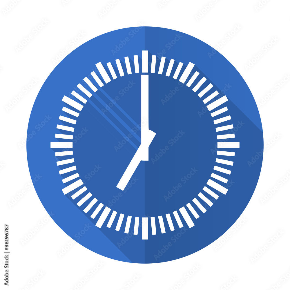 time blue flat desgn icon with shadow on white background time blue flat desgn icon with shadow on white background