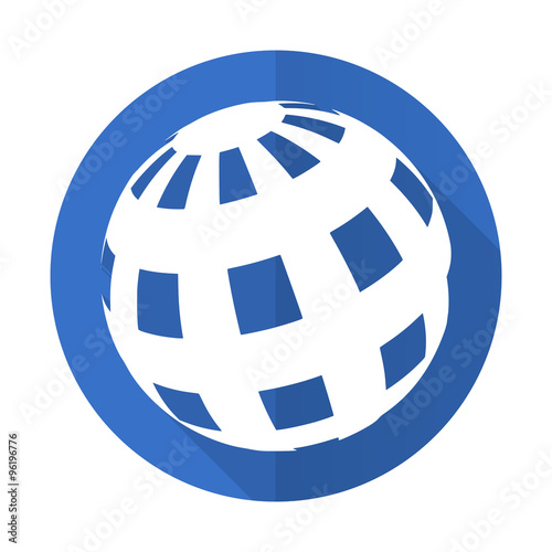 earth blue flat desgn icon with shadow on white background