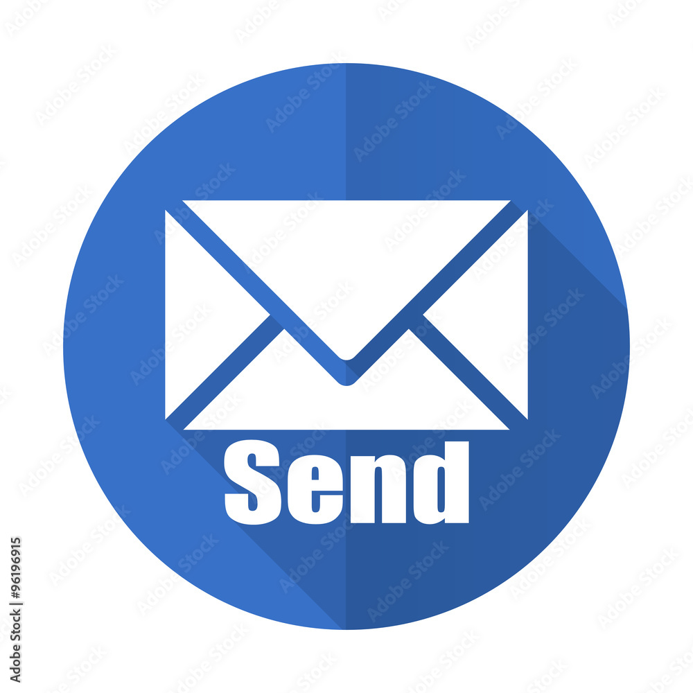 send blue flat desgn icon with shadow on white background send blue flat desgn icon with shadow on white background