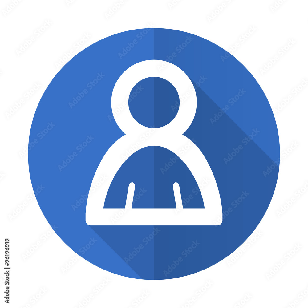 person blue flat desgn icon with shadow on white background person blue flat desgn icon with shadow on white background