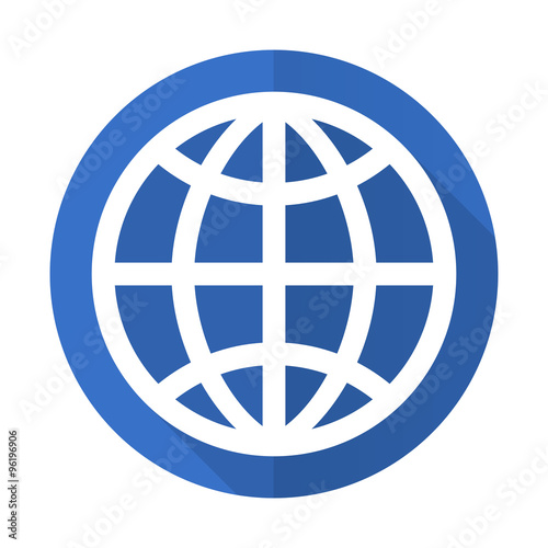 earth blue flat desgn icon with shadow on white background