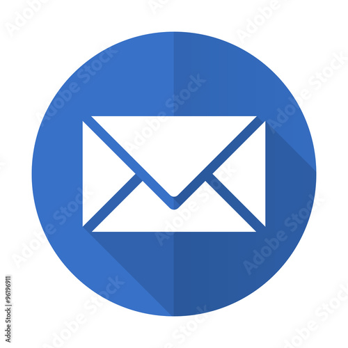 email blue flat desgn icon with shadow on white background