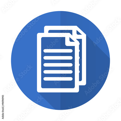 document blue flat desgn icon with shadow on white background