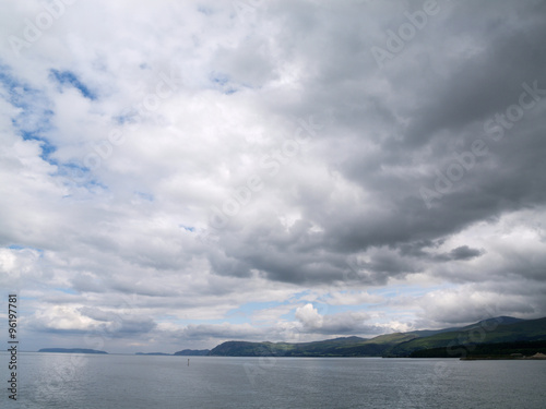 over cast cloudy day over the menai strait bangor pier north wales photo