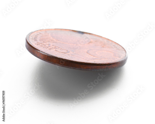 Five cent coin isolated on white background photo
