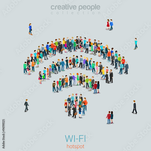 Free public wi-fi hotspot vector crowd people WiFi sign wireless