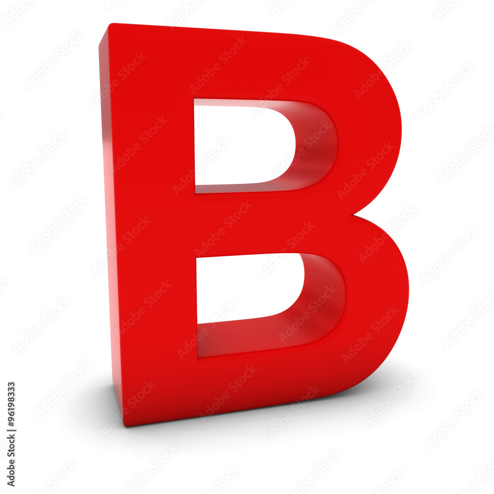 Red 3D Uppercase Letter B Isolated on white with shadows Red 3D Uppercase Letter B Isolated on white with shadows