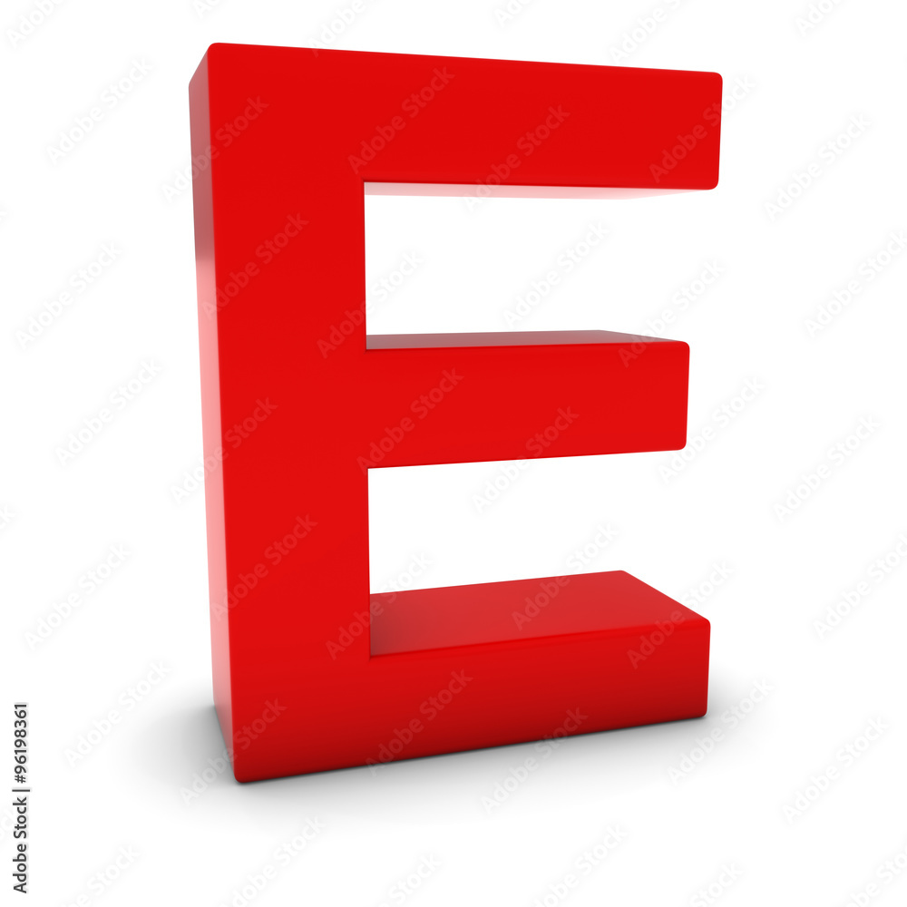 Red 3D Uppercase Letter E Isolated on white with shadows Red 3D Uppercase Letter E Isolated on white with shadows