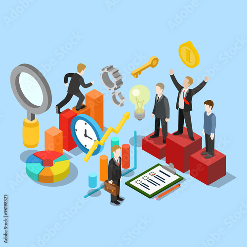Business success movement winner flat 3d isometric vector