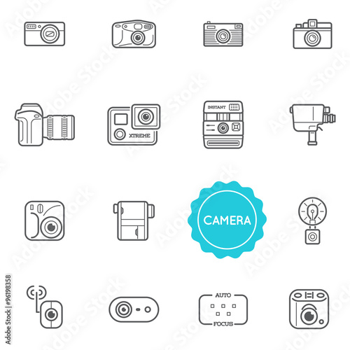 Fototapeta Naklejka Na Ścianę i Meble -  Set of Camera Photo Vector Illustration Elements can be used as Logo or Icon in premium quality