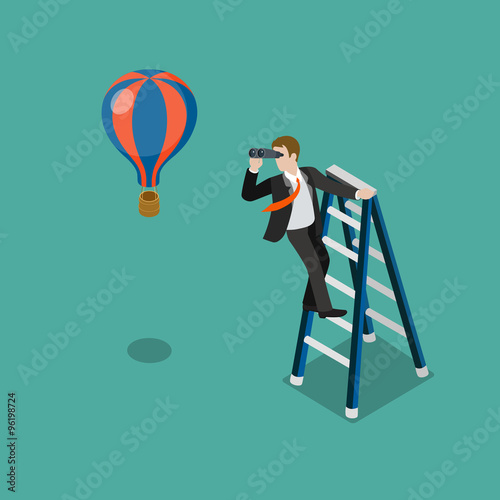 Future look forecast businessman flat 3d isometric vector