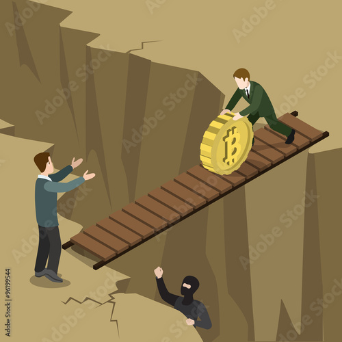 Bitcoin crypto currency payment coin flat 3d vector isometric