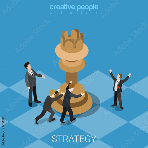 Strategy knight move business chess queen flat vector isometric