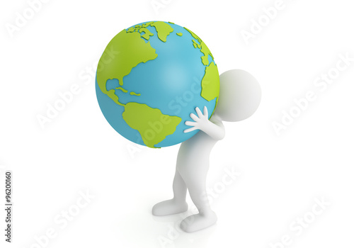 3d man holding Earth with his hands. 3d image