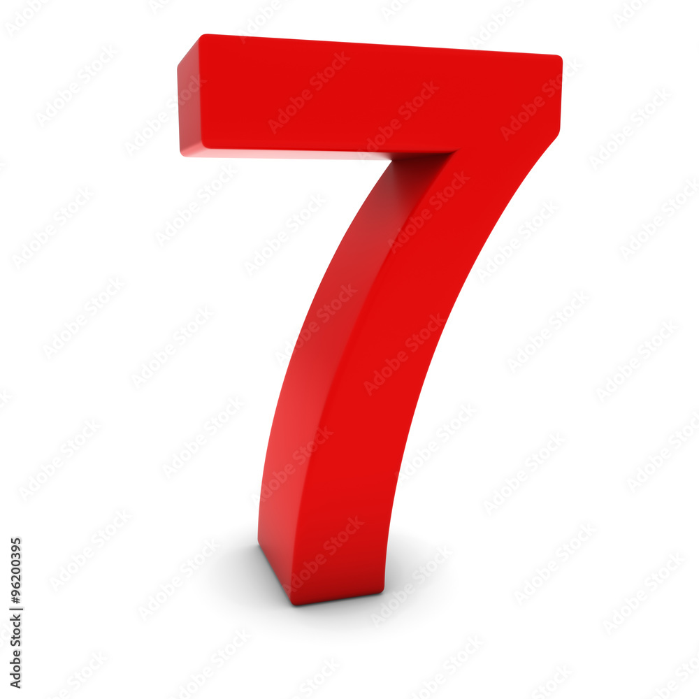 Red 3D Number Seven Isolated on white with shadows Red 3D Number Seven Isolated on white with shadows