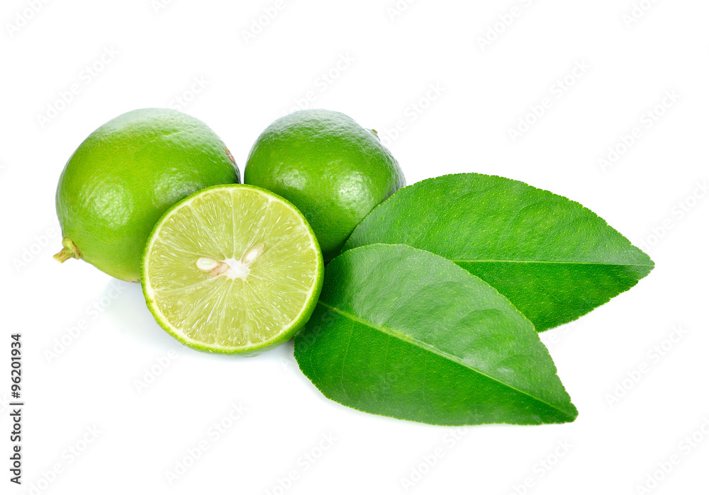 lime fruit isolated on white background.