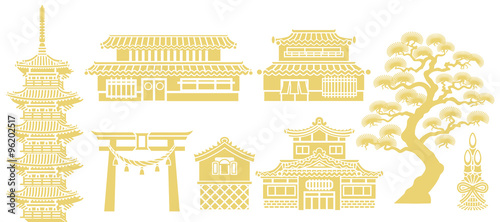 日本建築　素材セット Japanese Traditional architectures