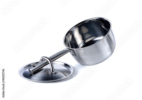 pot with lid and handle on white background