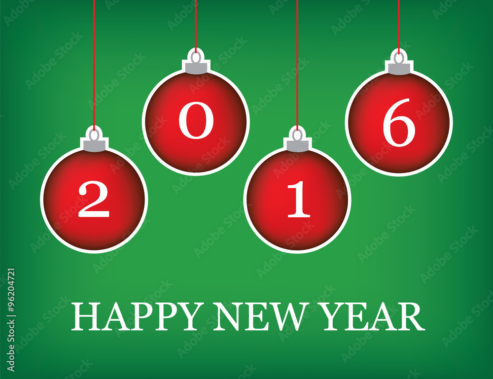 happy new year 2016 written on red christmas baubles happy new year 2016 written on red christmas baubles