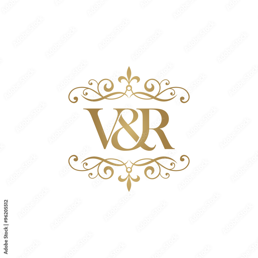 V R Intials V&R Initial logo. Ornament ampersand monogram golden logo Stock Vector ...