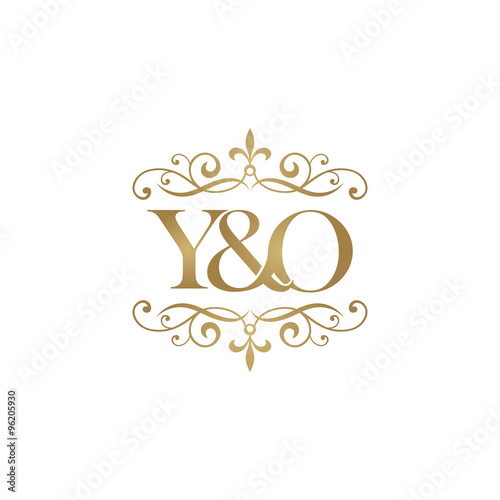 Y&O Initial logo. Ornament ampersand monogram golden logo