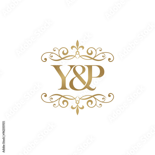 Y&P Initial logo. Ornament ampersand monogram golden logo