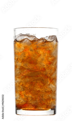 Cold soda iced drink in a glasses isolate on white