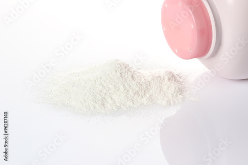 Картината върху платно Baby talcum powder container on white background