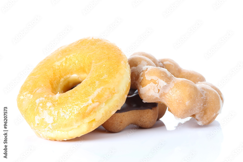 various donuts on white background various donuts on white background