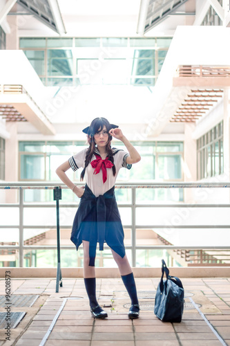 Asian school girl with charming eyes