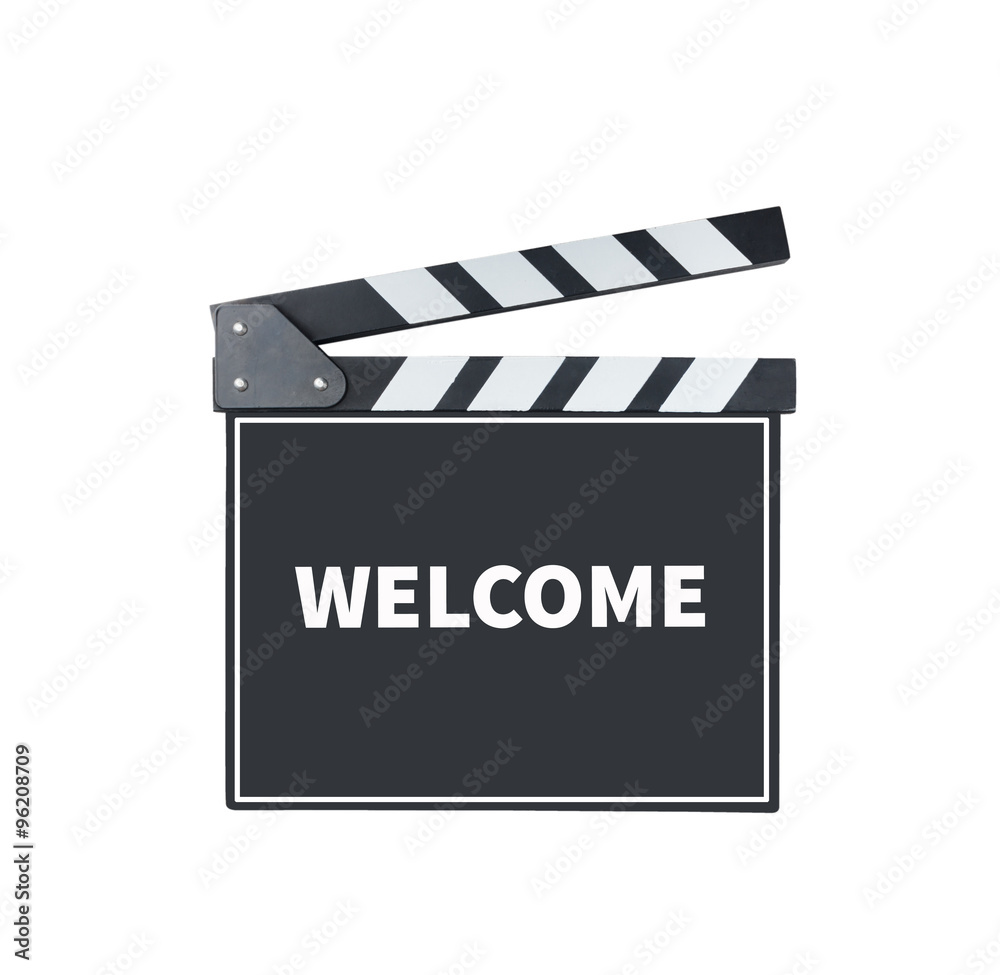 WELCOME, message on slate film  with clipping path