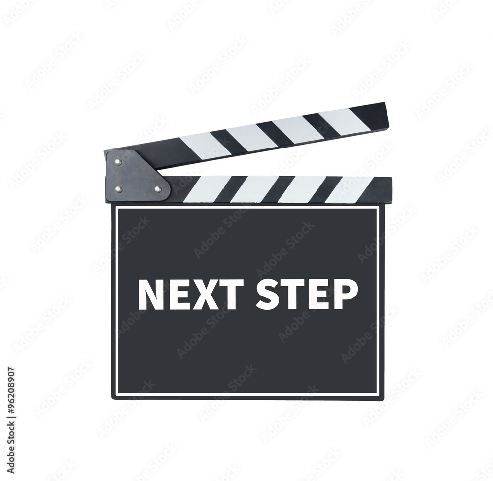 NEXT STEP, message on slate film  with clipping path